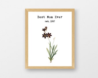 Best Mom Ever Personalized Print Best Grandma Ever Mothers Day Gift Floral Present Daisy Art Wildflower Art