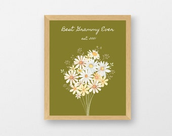 Best Mom Ever Personalized Print Best Grandma Ever Mothers Day Gift Floral Present Daisy Art Wildflower Art