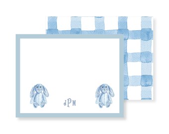 Blue and White Personalized Stationery Set; Watercolor Stationery; Customizable Stationery; Straight Edge Stationery
