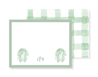 Green and White Personalized Stationery Set; Watercolor Stationery; Customizable Stationery; Straight Edge Stationery