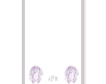 Lavender and White Bunny Personalized Notepad; Watercolor Notepad; Watercolor Stationery; Custom Notepad