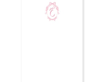 Pink Ribbons and Bows Personalized Notepad; Watercolor Notepad; Watercolor Stationery; Custom Notepad