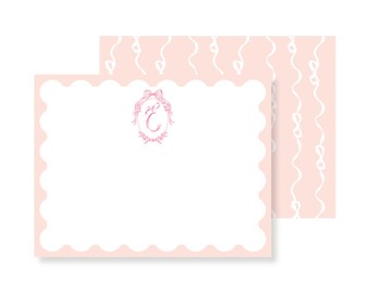 Pink Ribbons and Bows Personalized Stationery Set; Watercolor Stationery; Customizable Stationery