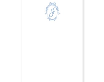 Blue Ribbons and Bows Personalized Notepad; Watercolor Notepad; Watercolor Stationery; Custom Notepad