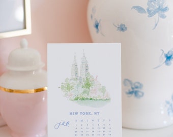 2024 Cities Watercolor Calendar, Watercolor Yearly Calendar, Easel Sold Separately