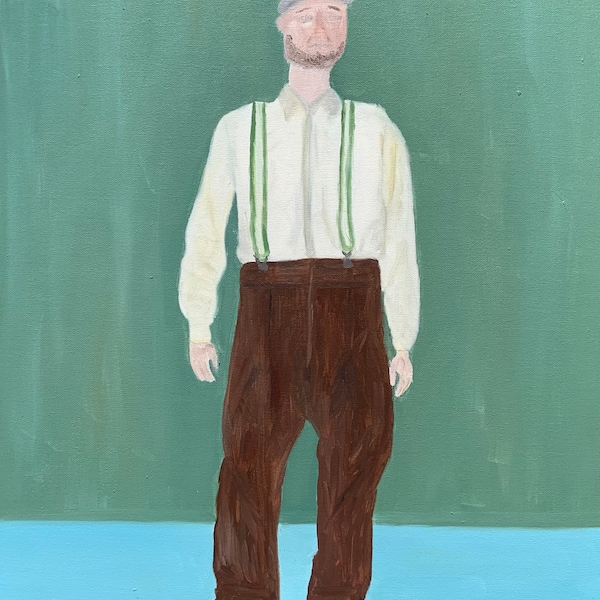 Oil Painting of a 1930s Man, Figure Painting on Canvas Board