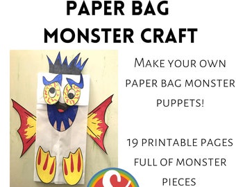 Paper Bag Monster Puppets! Print And Make These Monsters As Much As You Want - 100's of Possibilities