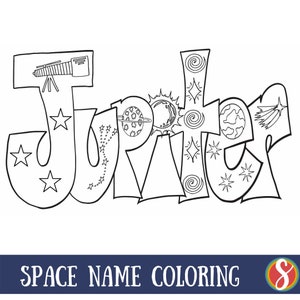 DIGITAL** PLANET STYLE Custom Coloring Page - Purchase this item and include a note with the name or word you'd love. pdf