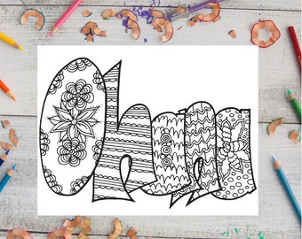 OHANA Printable Coloring Pages Adult Digital Download Introvert Gift Party Activity Meditation Word