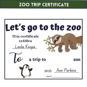 DIGITAL*** Custom Gift Certificate For A Zoo Experience Gift, A Great Last-Minute- Digital, Printable Gift