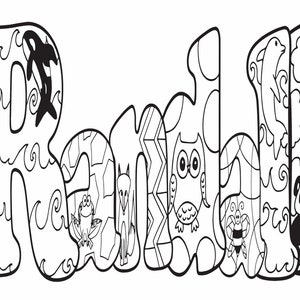 DIGITALANIMAL STYLE Name Custom Coloring Page Party Favor, Class Activity, Homeschool Art, Animal Print, Personalized image 9