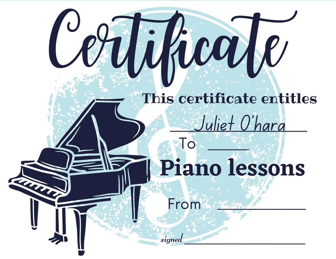 DIGITAL Custom Gift Certificate For Piano Lessons A Great Etsy