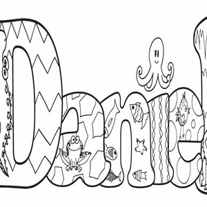DIGITALANIMAL STYLE Name Custom Coloring Page Party Favor, Class Activity, Homeschool Art, Animal Print, Personalized image 6