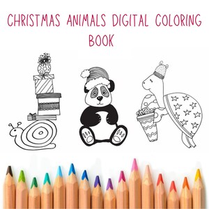 Animal Christmas Coloring Book A Digital Printable Book 21 Pages To Print & Color Each Page Has An Animal Plus Christmas Elements image 2