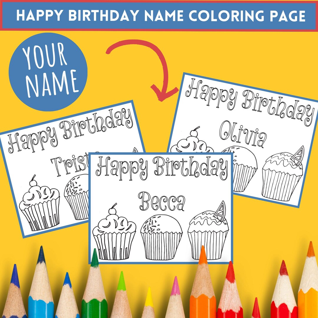 DIGITAL** Custom Happy Birthday Coloring Page - Purchase This Item and ...