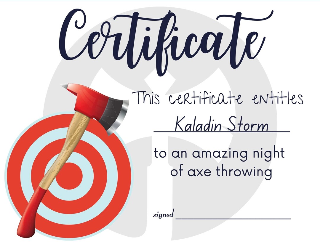 DIGITAL Custom Gift Certificate for Axe Throwing, A Great Lastminute