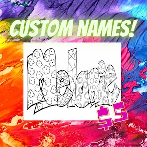May include: A black and white printable coloring page featuring the name "Melanie" in a stylized font with intricate patterns and designs. The name is surrounded by a white border.