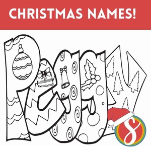 DIGITAL CHRISTMAS STYLE Custom Coloring Page Purchase Item & Include A Note With the Name Or Word You'd Love. pdf Christmas Style image 2