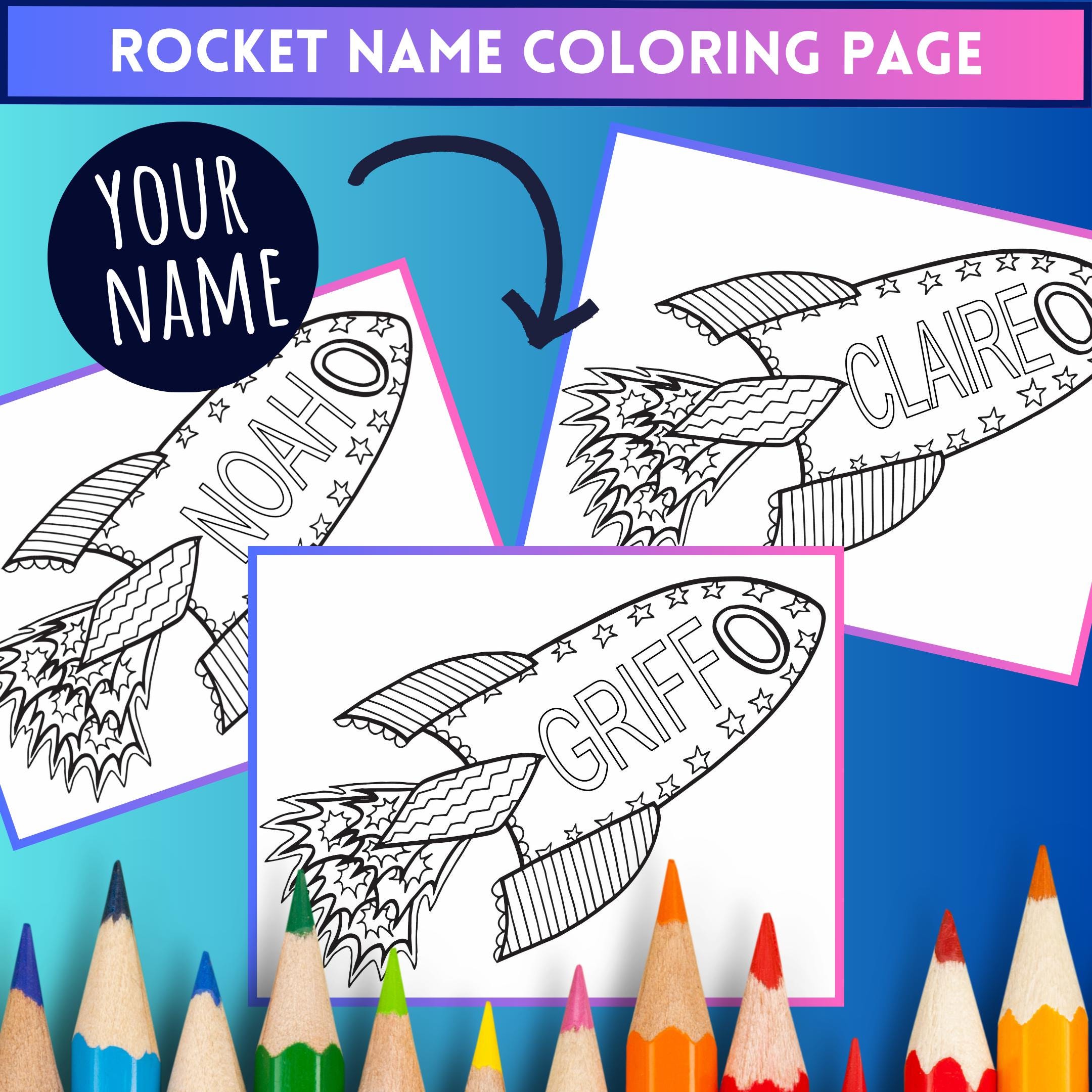 Digital * Rocket Coloring Page Custom, Get It in ONE DAY, Personalized,  Space Colorable Sheet for Kids - Etsy, image size:2160x2160