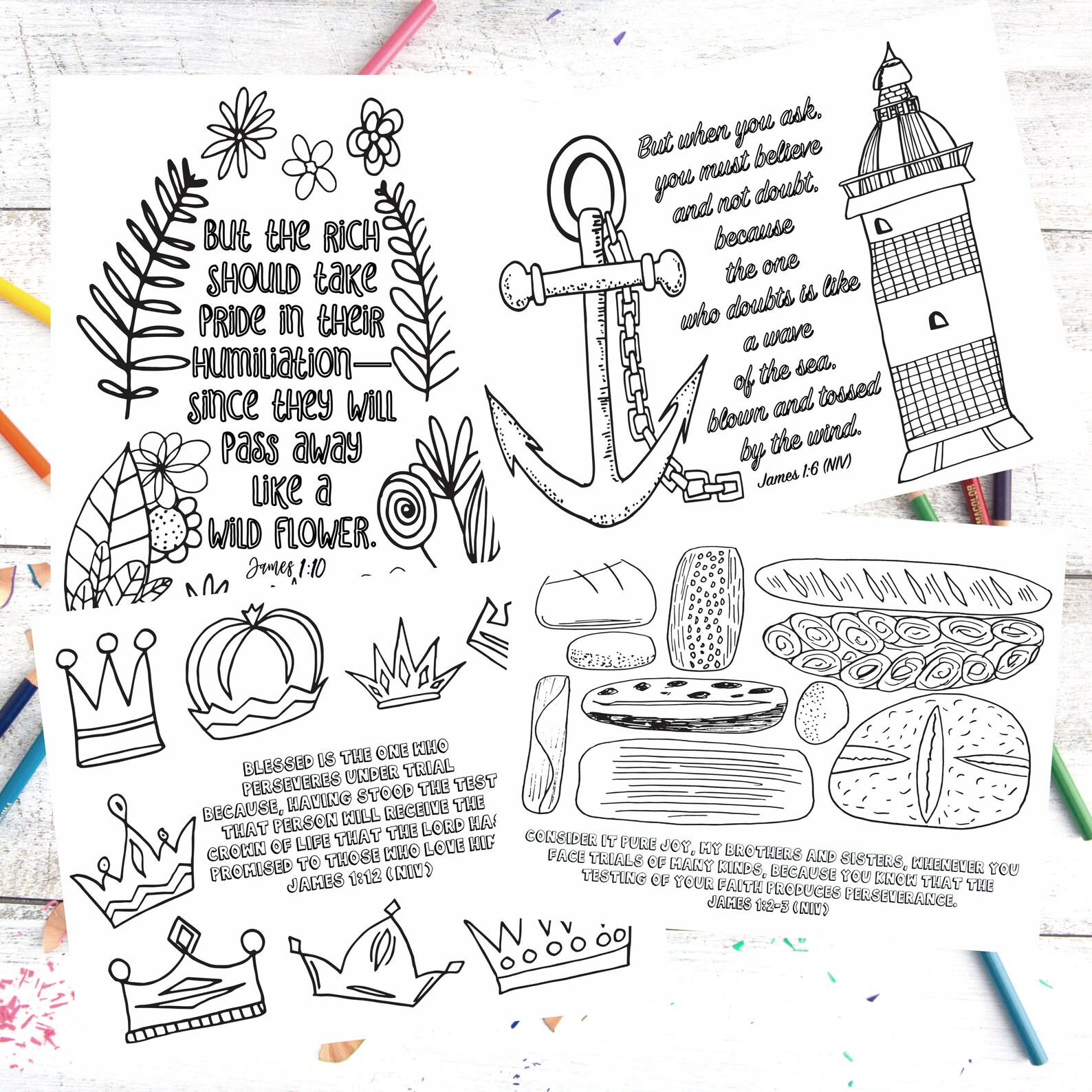 James Coloring Book, Colorful Worship, 30+ Christian Coloring Pages ...