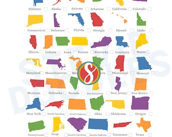 United States Printable - License Plate Game - Every State With State Name & A Check Box