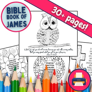 James Coloring Book, Colorful Worship, 30+ Christian Coloring Pages With Verses From The Book Of James, Printable PDF, Bible, Scripture