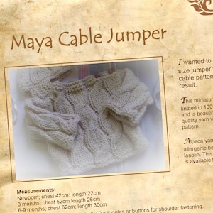 Maya Chunky Cable Jumper Pattern (ages Newborn, 3 months and 6-9 months)
