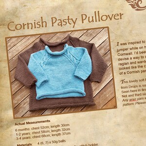 Cornish Pasty Pullover - Raglan Jumper Pattern - Digital Download (ages 6 months, 1-2 years, 3-4 years)