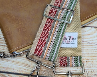 Boho Guitar Style Crossbody Strap: Adjustable Woven Purse Strap with Fringe