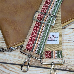 Boho Guitar Crossbody Strap: Adjustable Woven Purse Strap with Fringe