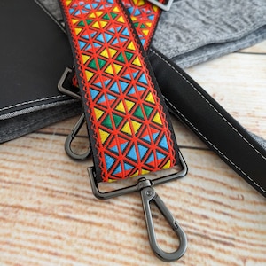 Purse Guitar Strap - Crossbody, adjustable  replacement strap for purse, colorful red vintage guitar style