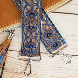 Guitar-Style Crossbody Strap - a guitar strap for handbag, Adjustable Strap, Vintage Blue, Replacement Bag Strap | Purse Guitar Strap