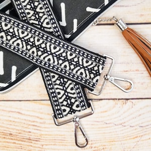 Guitar Purse Strap | Black and White Boho Guitar Strap, Replacement Crossbody for Handbag -  Crossbody Guitar Strap