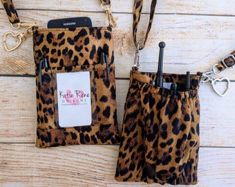 Walkie Talkie Lanyard in Leopard: Teacher Crossbody Phone Holder
