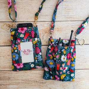 Woodland Floral Walkie Talkie Lanyard: Teacher Crossbody Phone Holder