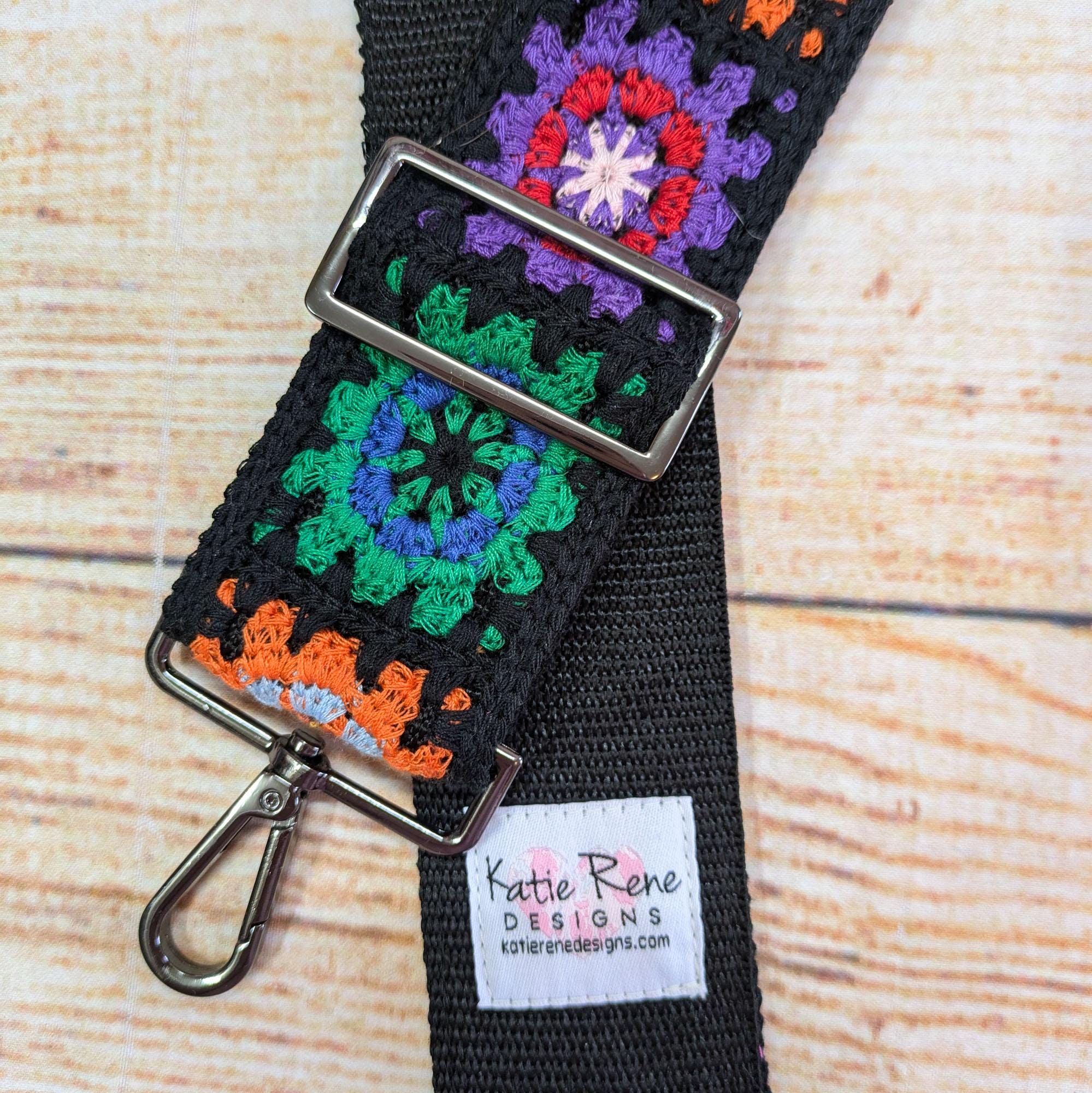 Crocheted Granny Square Guitar Strap: Boho Purse Crossbody