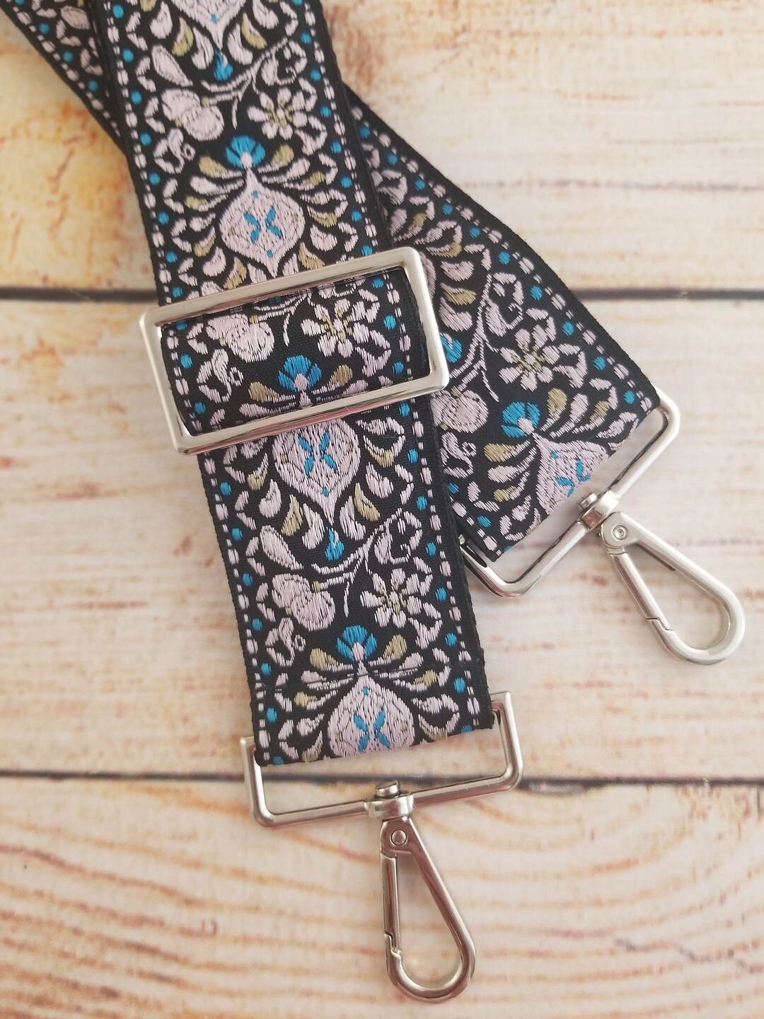 Crossbody Guitar Strap Pink and Black Guitar Strap, Replacement Strap