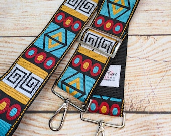 Geometric Guitar Purse Strap: Adjustable Crossbody Bag Strap
