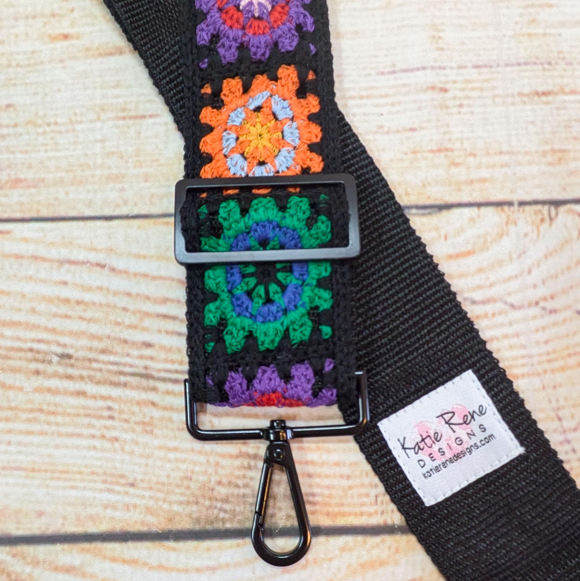 Crocheted Granny Square Guitar Strap: Boho Purse Crossbody