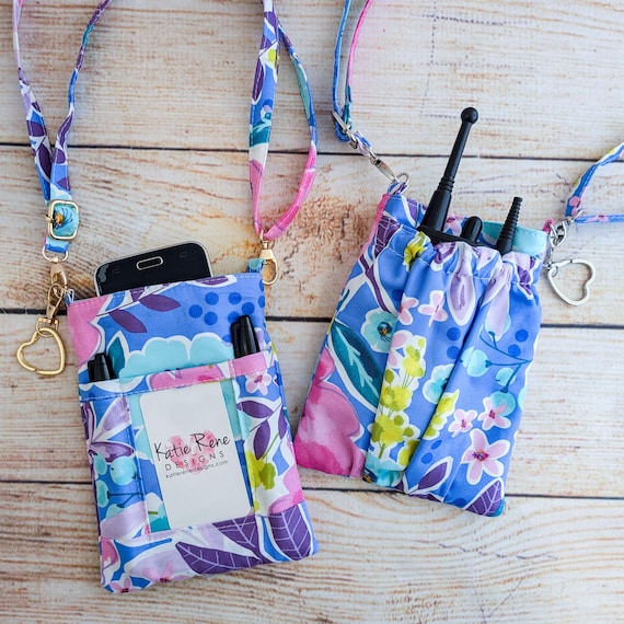 Tropical Pastel Walkie Talkie Crossbody Lanyard: Teacher Work ID