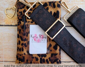 Walkie Talkie Lanyard in Leopard: Teacher Crossbody Phone Holder
