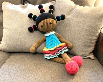 African American Little Girl Doll Handmade Amigurumi Gift-Stuffed Toy (Custom)