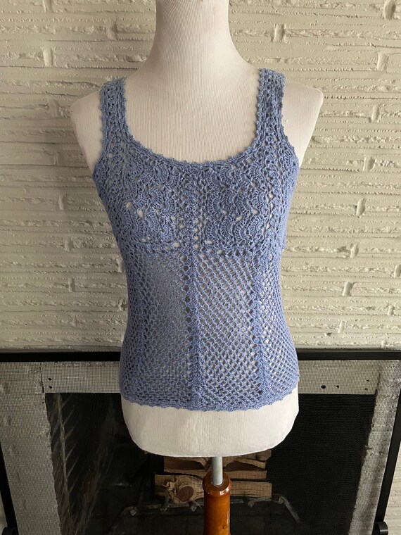 Y2K Crochet Tank Top / 90's / One Step Up / See t… - image 1