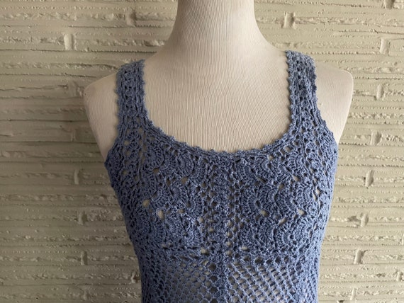 Y2K Crochet Tank Top / 90's / One Step Up / See t… - image 3