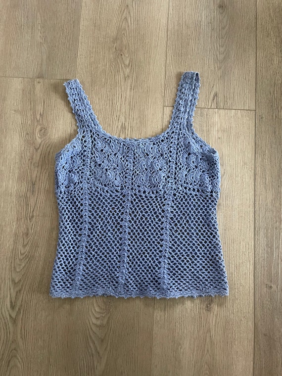 Y2K Crochet Tank Top / 90's / One Step Up / See t… - image 2