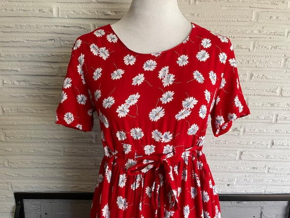 red daisy dress Mata Traders Ruffled Midi Dress Red Daisy