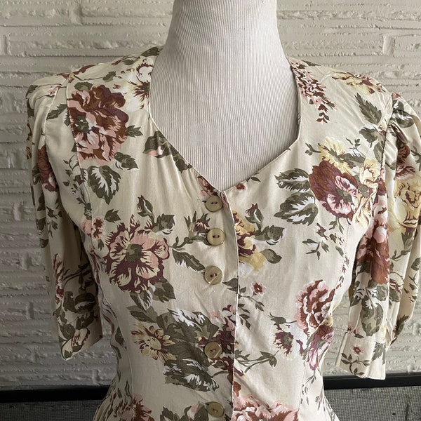 90's Floral Maxi Dress / Romantic Cottagecore / 8 / Medium / Large / Button Up / All That Jazz / Laura Ashley / Sonja Modelle / Vintage