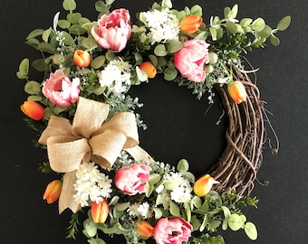 Summer wreath for front door College graduation gift for her End of year teacher gift Summer floral wreath Wreaths for front door year round