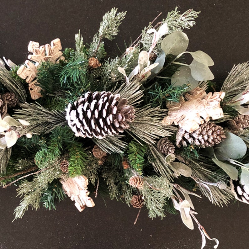 Cedar Christmas Centerpiece Mistletoe Swag Pine Cone Etsy