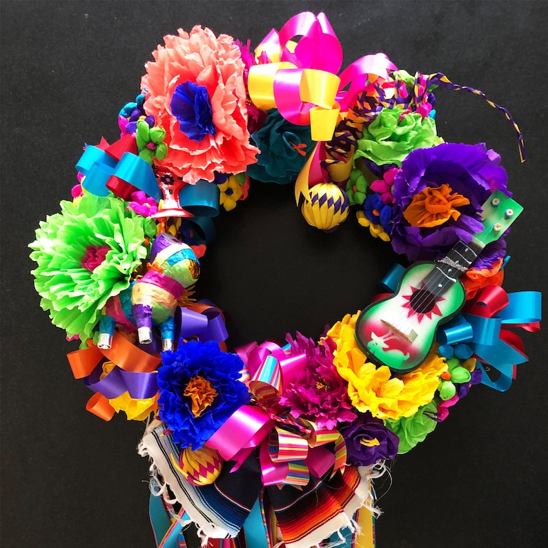 Fiesta wreath, Fiesta San Antonio 2020, Viva Fiesta wreath, Cinco De Mayo wreath, Fiesta theme party decor, Fiesta wedding wreath image 2